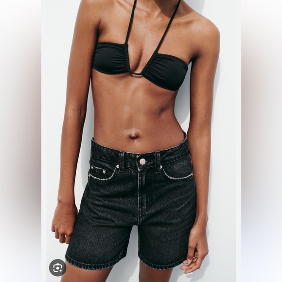 ZARA TRF MID-RISE DENIM SHORTS - BERMUDA SHORTS 90s - Picture 2 of 9
